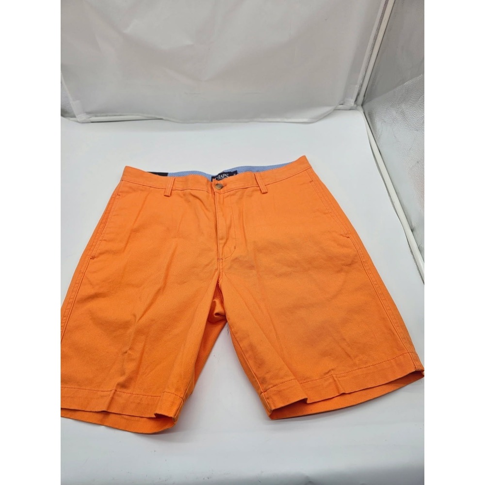 Chaps Men's Washed Twill Chino Shorts Flat Front NWT Size 34 Orange Preppy